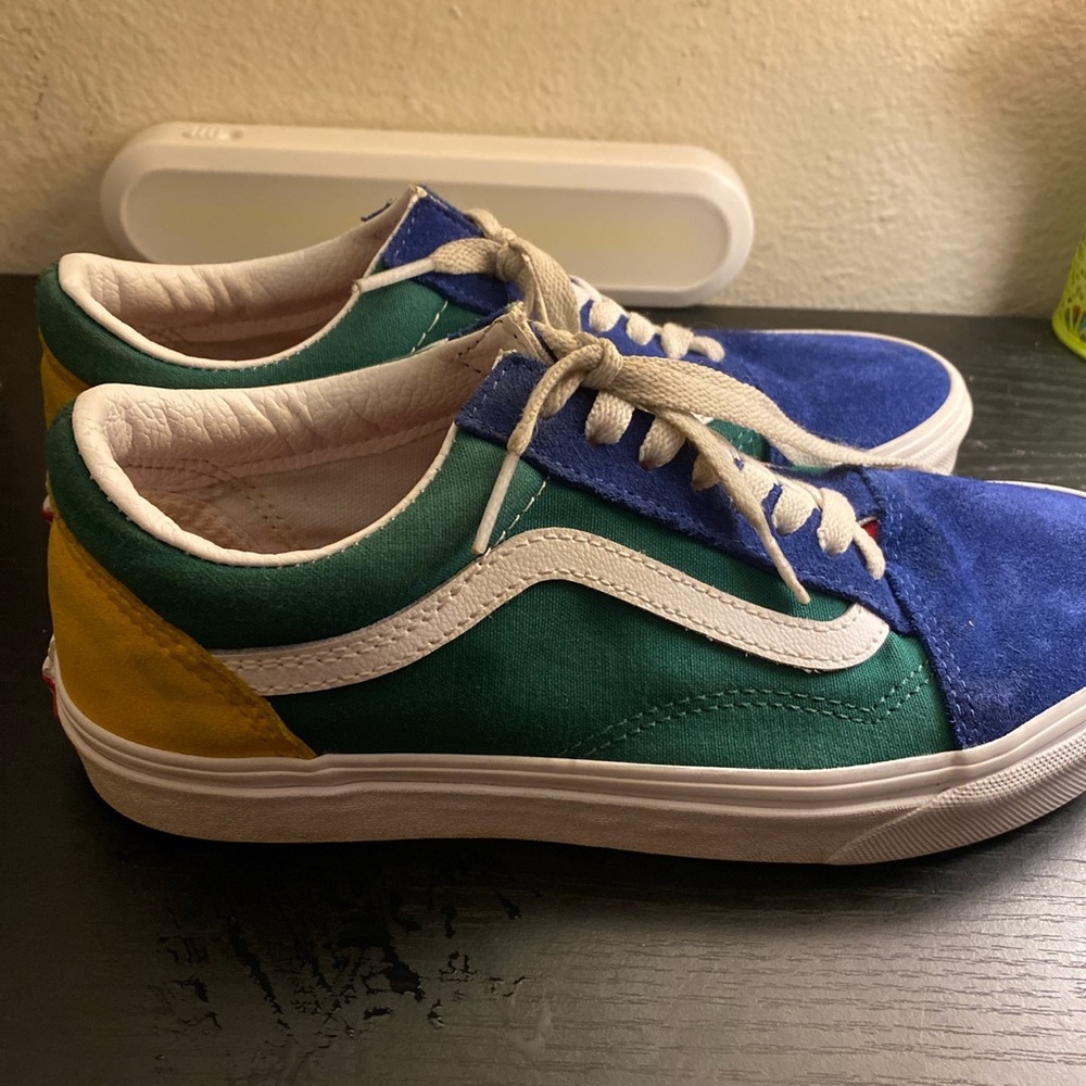 These are women Yacht Club Blue, Green, Yellow, and Red Vans